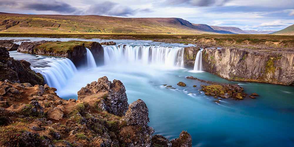 Aerial view of a stunning natural waterfall