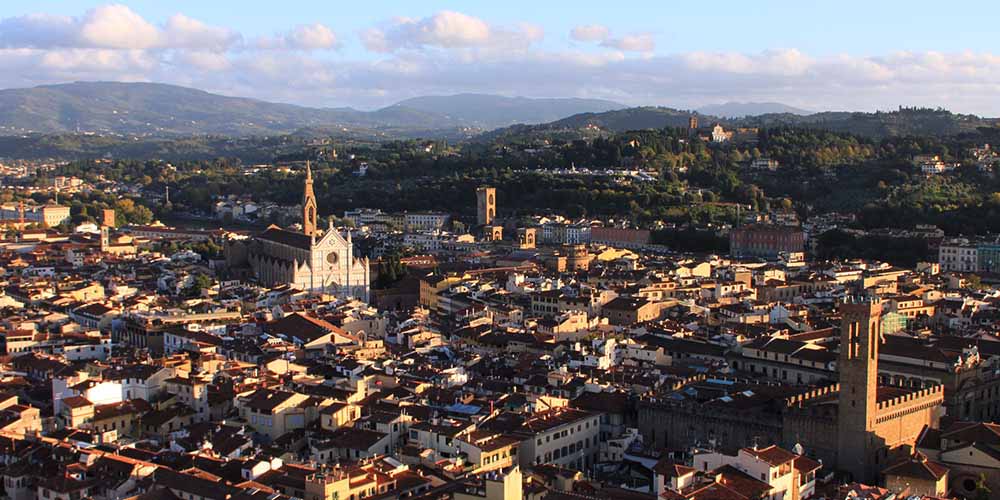 An aerial view of beautiful Tuscany in the daytime