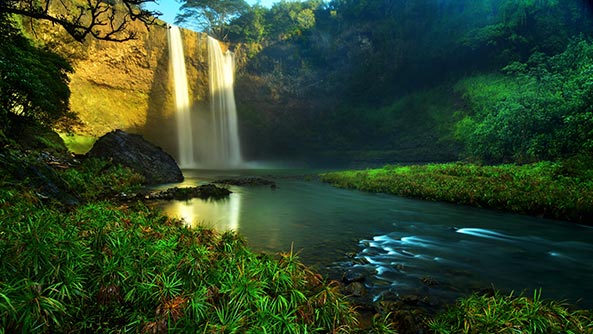 The base of Wailua waterfall, Kauai, Hawaii