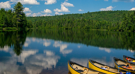 Canoes on the lake