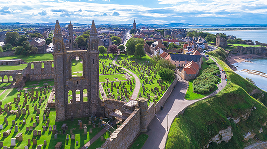 Aerial view of Saint Andrews Scotland