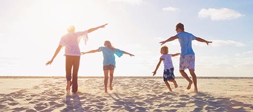 Family on beach