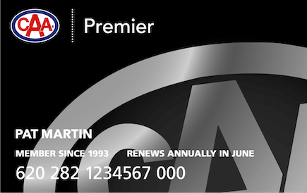 Black CAA Premier Membership card